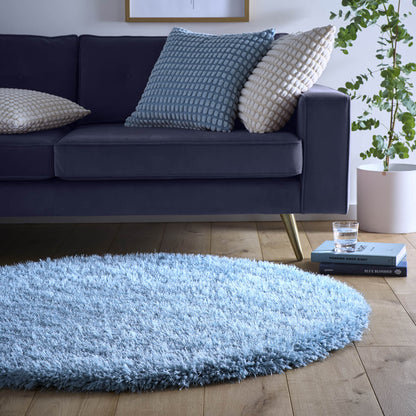 Chicago Blue Duck Egg Shaggy Circle Rugs