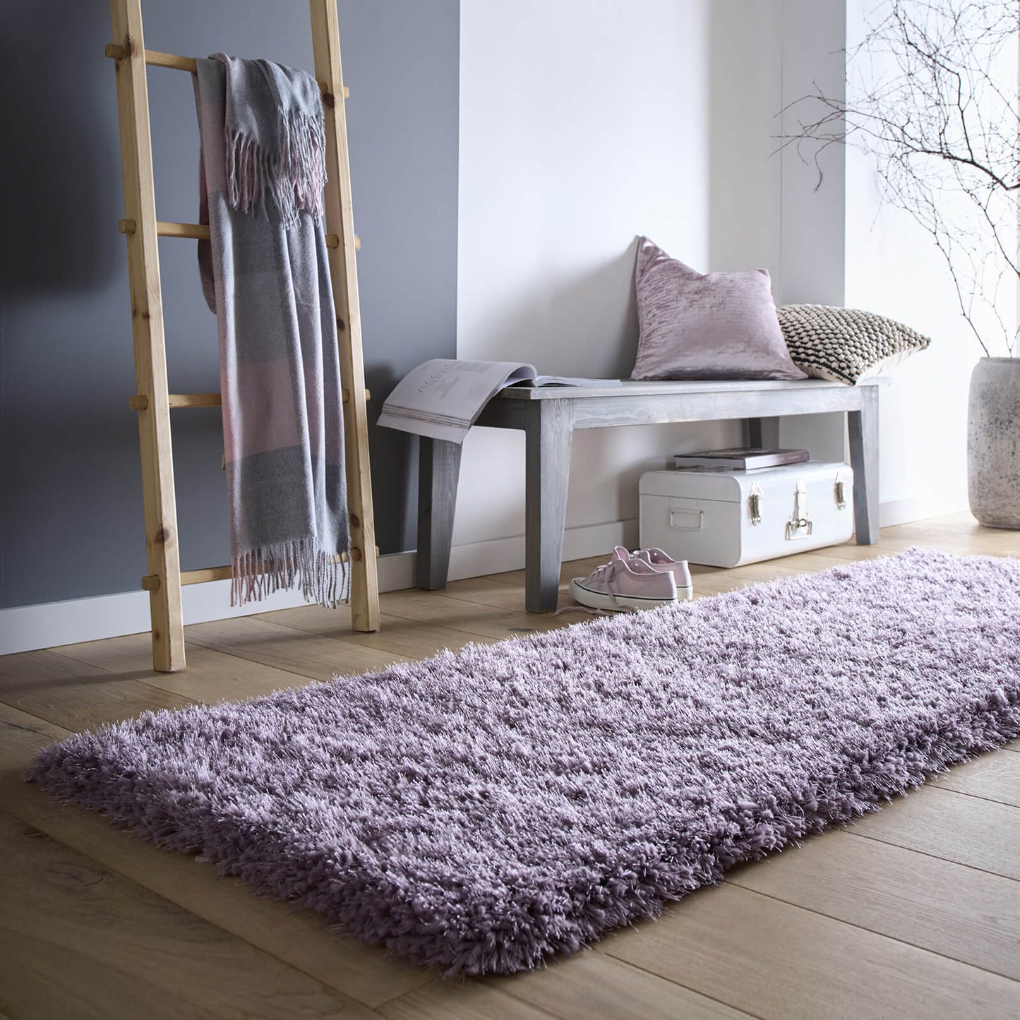 Chicago Purple Circle Shaggy Rugs