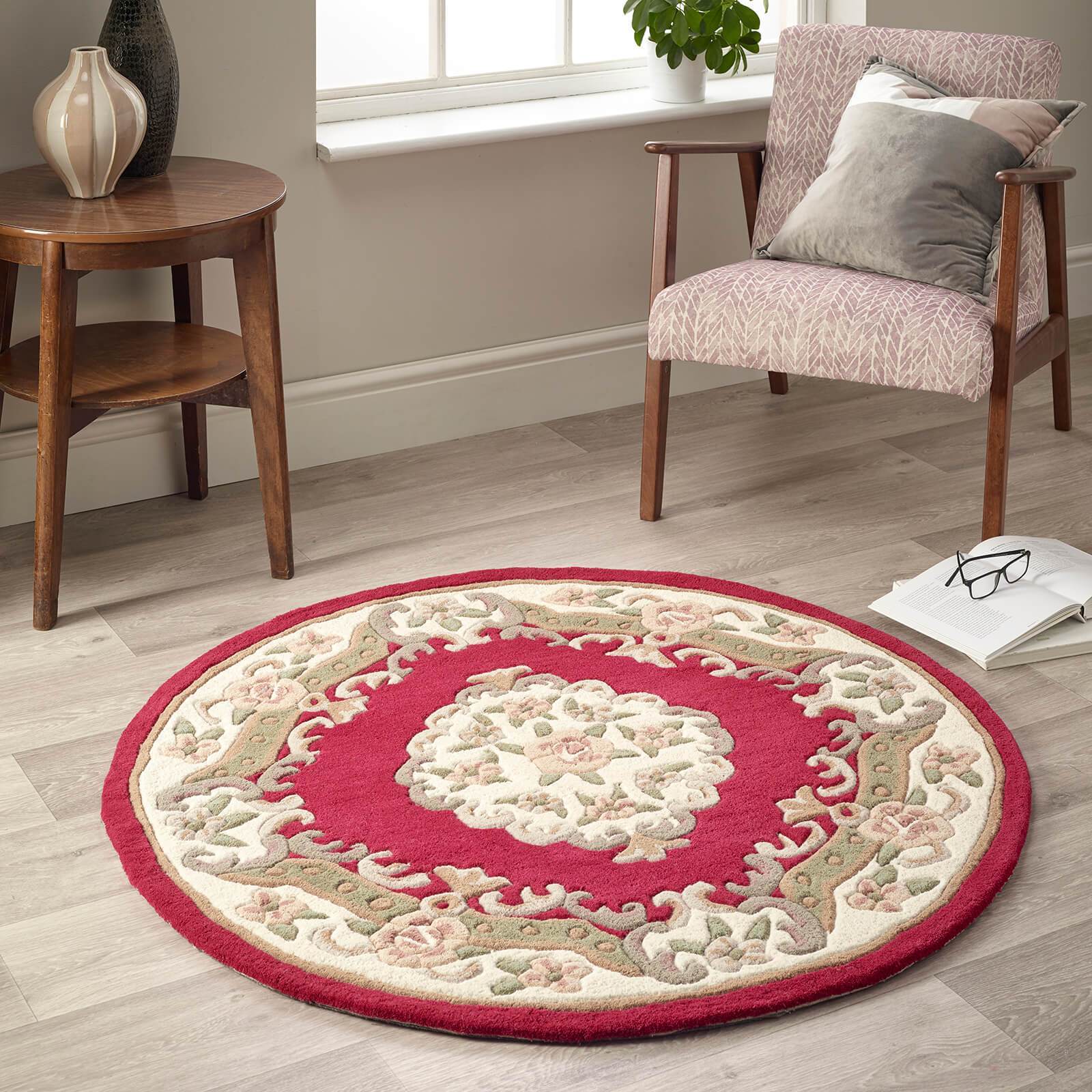 Shensi Red Floral Traditional Circle Rugs – Home Linen Store