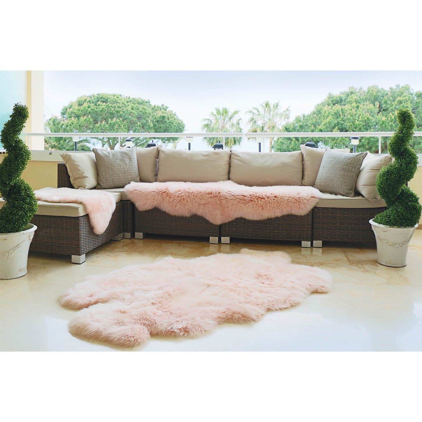 Origins Genuine Sheepskin Pink / Peach Rug