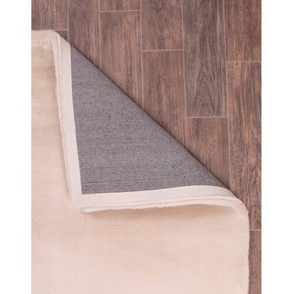 Handmade Carpets Luxe Faux Fur Plain Natural Rug