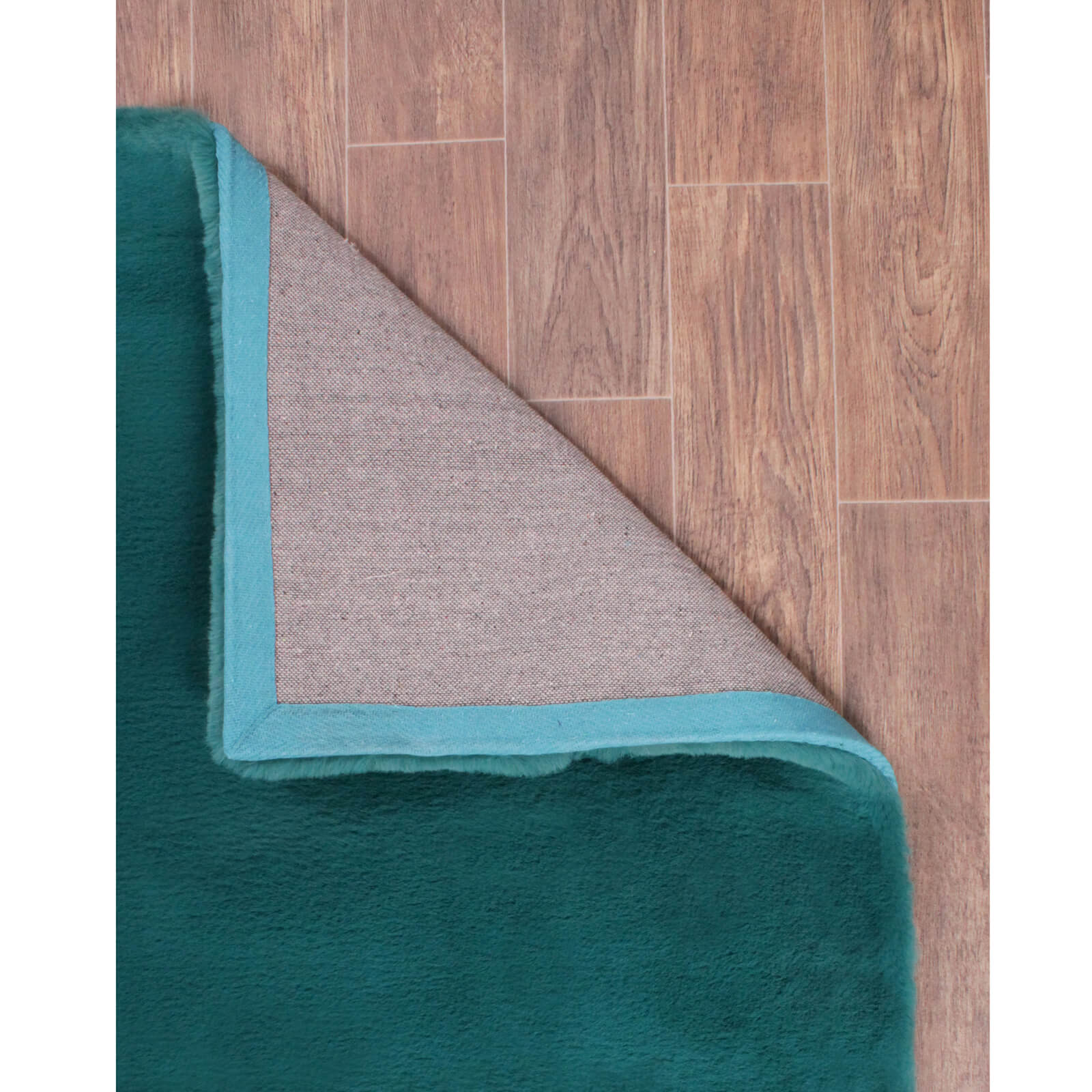 Handmade Carpets Luxe Faux Fur Plain Teal Rug