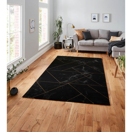 Think Rugs Craft 23299 Black / Gold Rug