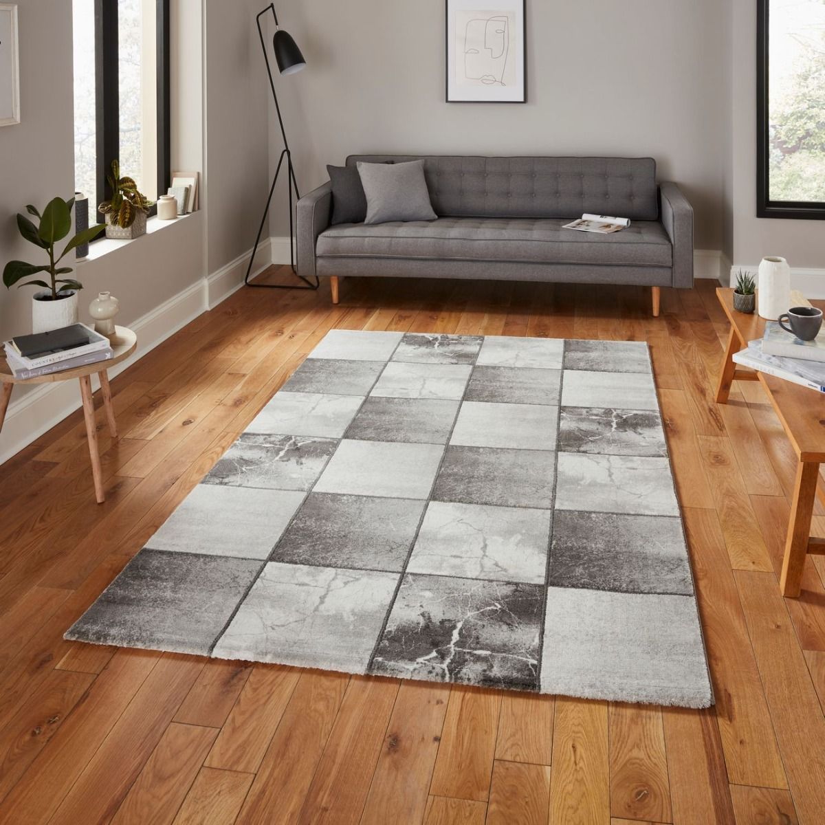 Craft 23495 Grey and Silver Abstract Rugs