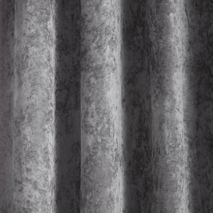 Catherine Lansfield Crushed Velvet Lined Eyelet Curtains Two Panels Silver Grey