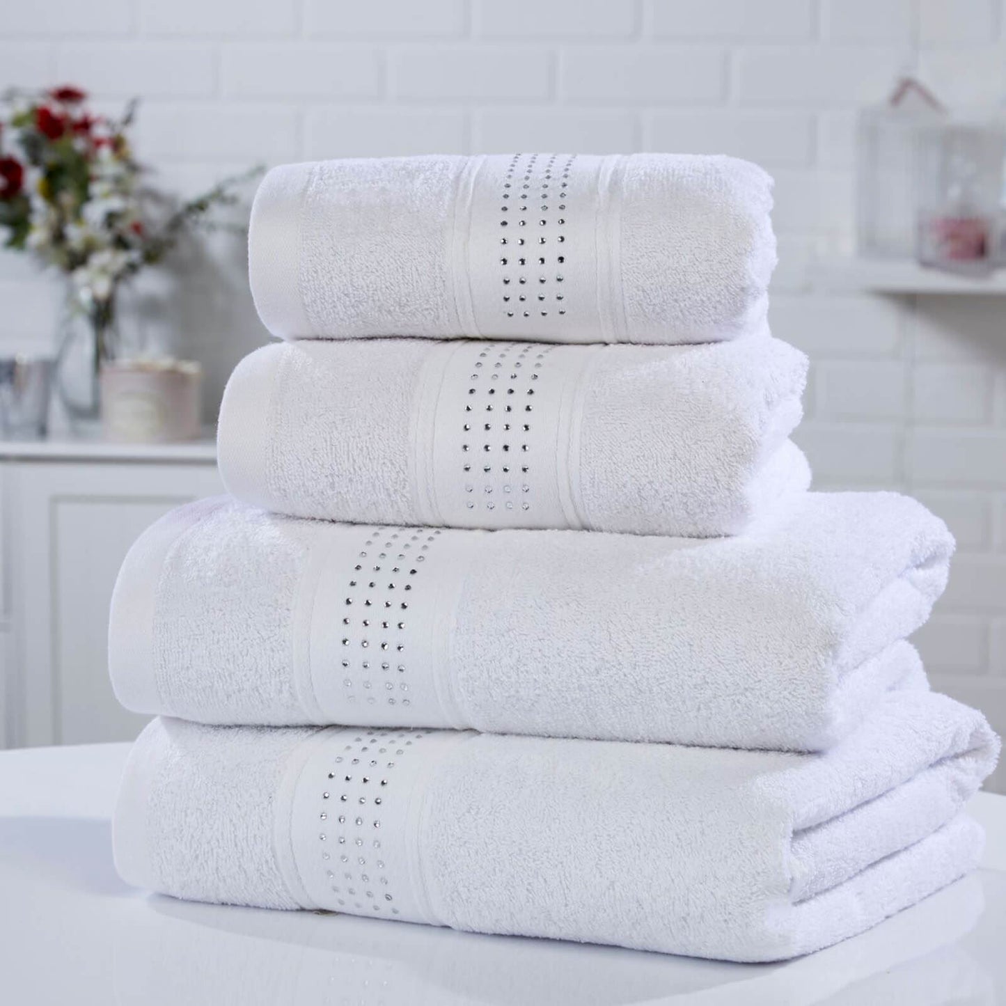 Diamonds White Hand Towel