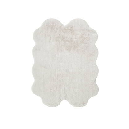 Luxury Faux Fur Ivory Plain Rug