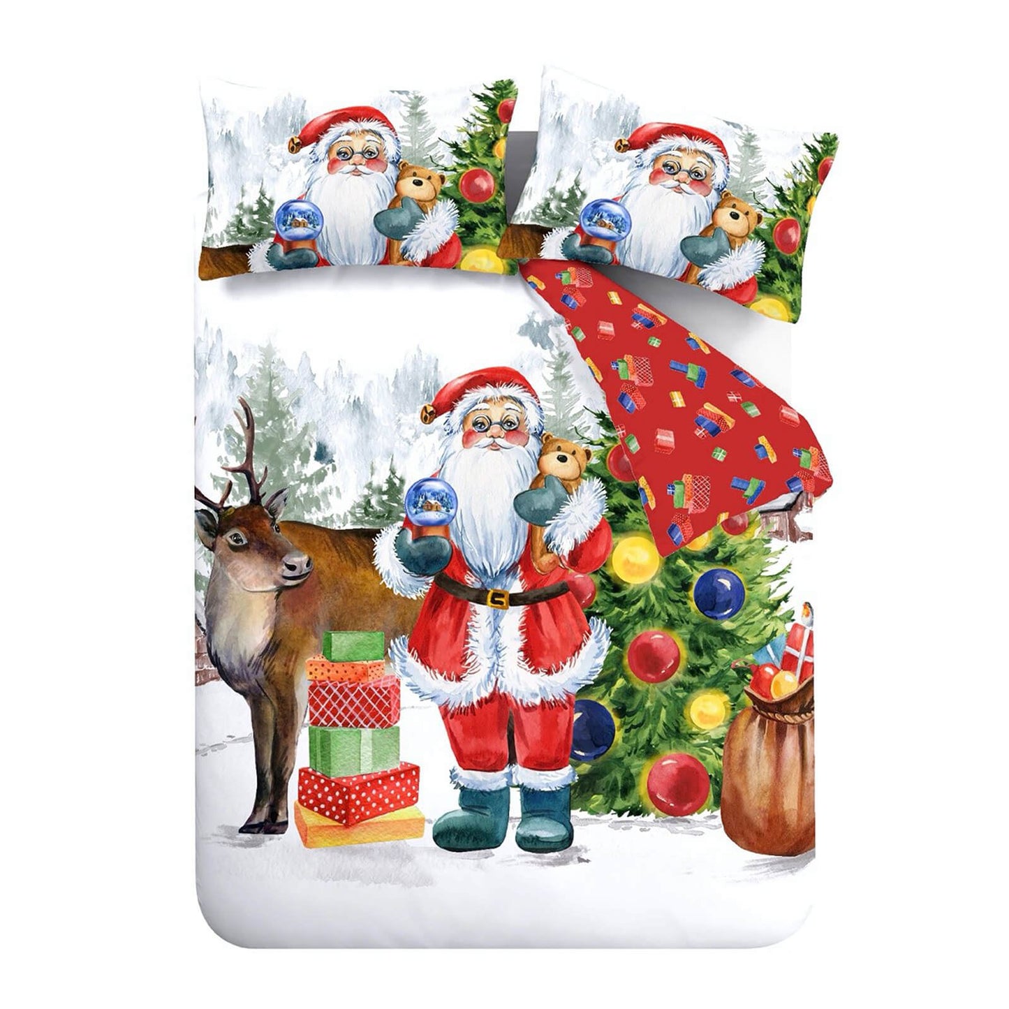 Christmas Retro Santa White Duvet Cover Set