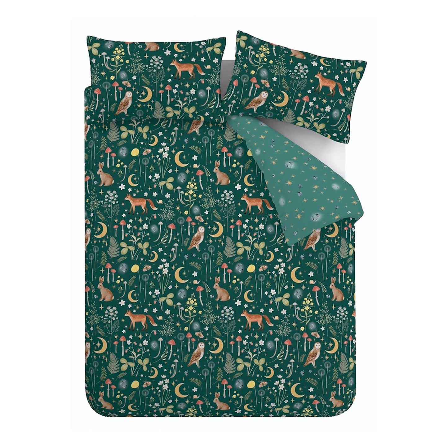 Enchanted Twilight Forest Green Duvet Cover Set