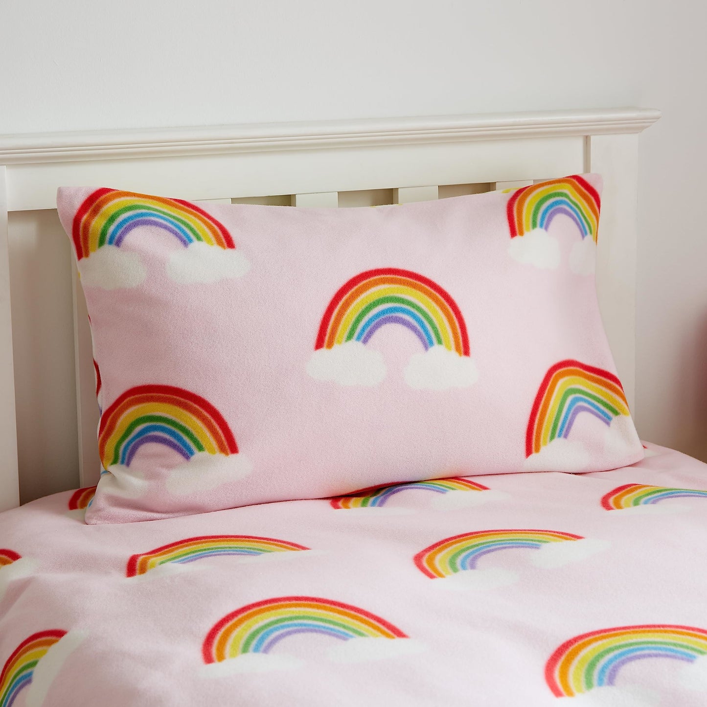 Rainbow Hearts Fleece Pink Duvet Set