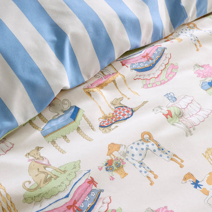 Cath Kidston Hackney Dogs Printed Reversible Bedding Duvet Cover Set Blue