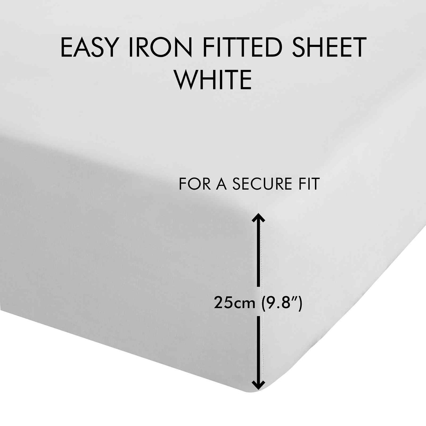 Easy Iron Percale White Fitted Sheet