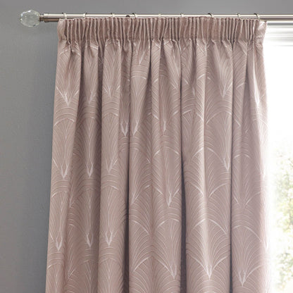 Metro Art Deco Blush Pencil Pleat Curtains