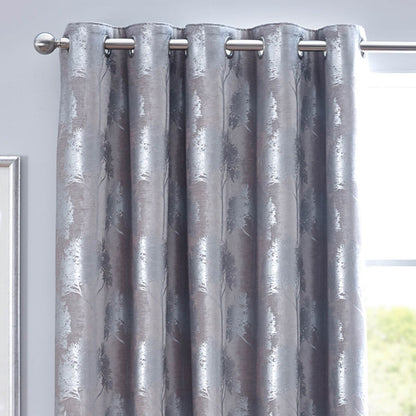 Enchanted Forest Silver Eyelet Curtains