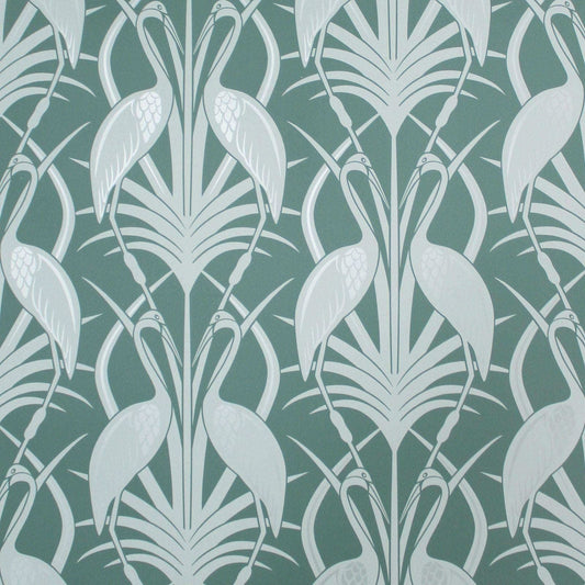 Deco Heron Teal Wallpaper