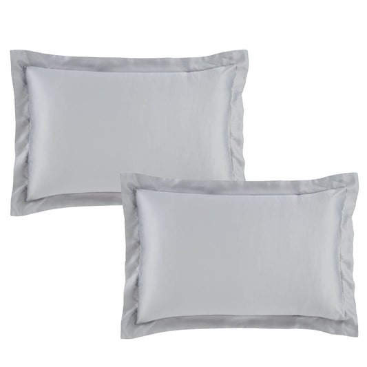 Silky Soft Sateen Silver Oxford Pillowcase Pair