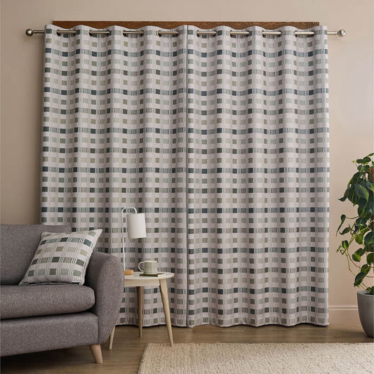 Wilson Check Green Curtains Two Panels