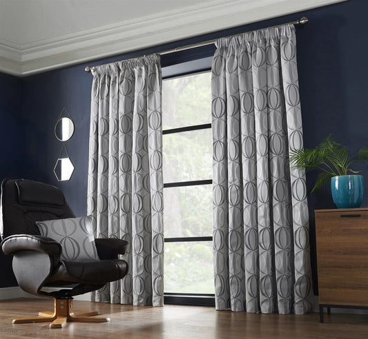 Omega Silver Pencil Pleat Curtains