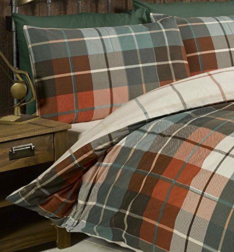 Lomond Check Flannellette Terracotta Duvet Set