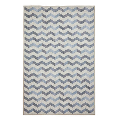 Coral H1059 Blue  Modern Washable Rug