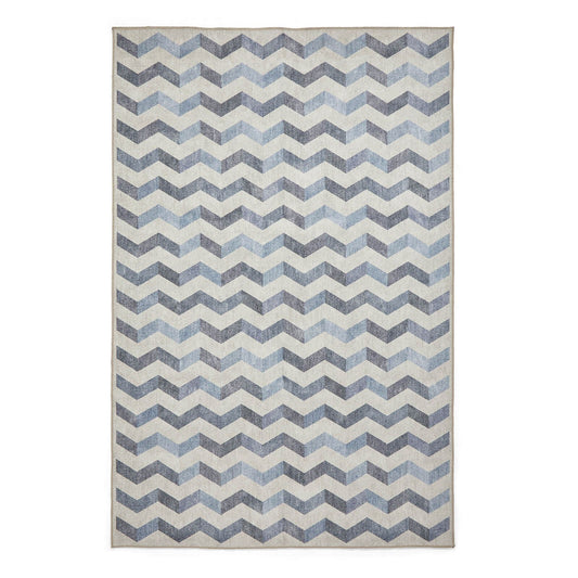 Coral H1059 Blue  Modern Washable Rug
