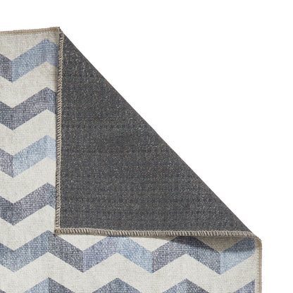 Coral H1059 Blue  Modern Washable Rug