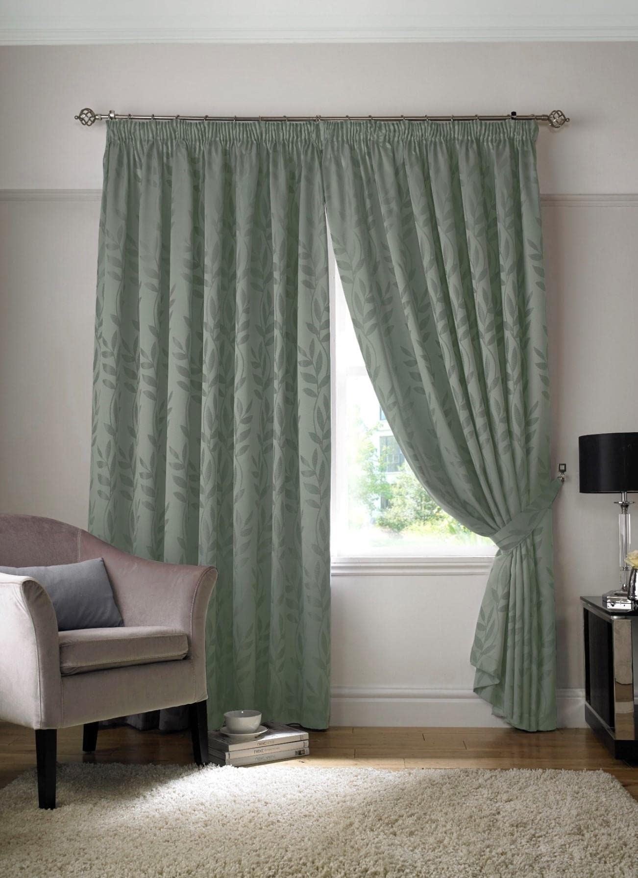 Tivoli Sage Pencil Pleat Curtains