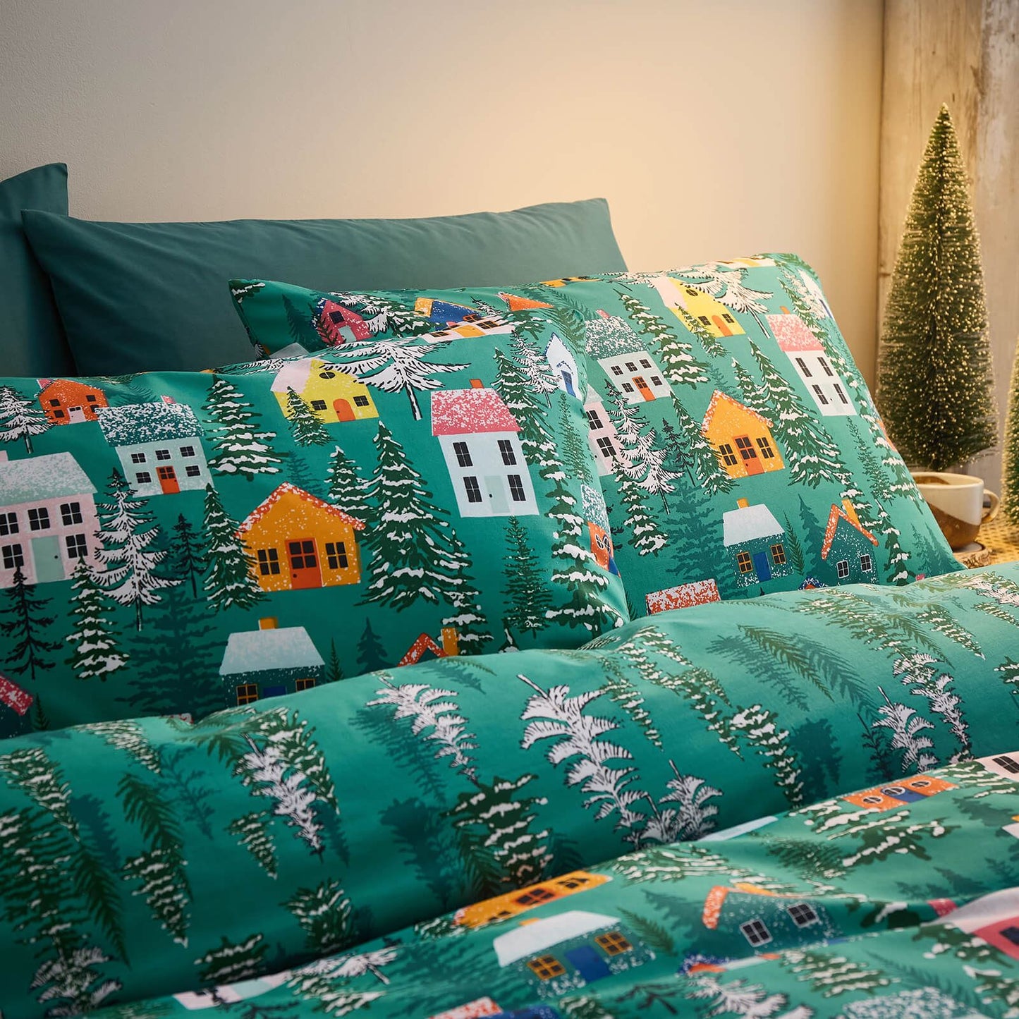 Christmas Festive Forest Green Duvet Cover Set