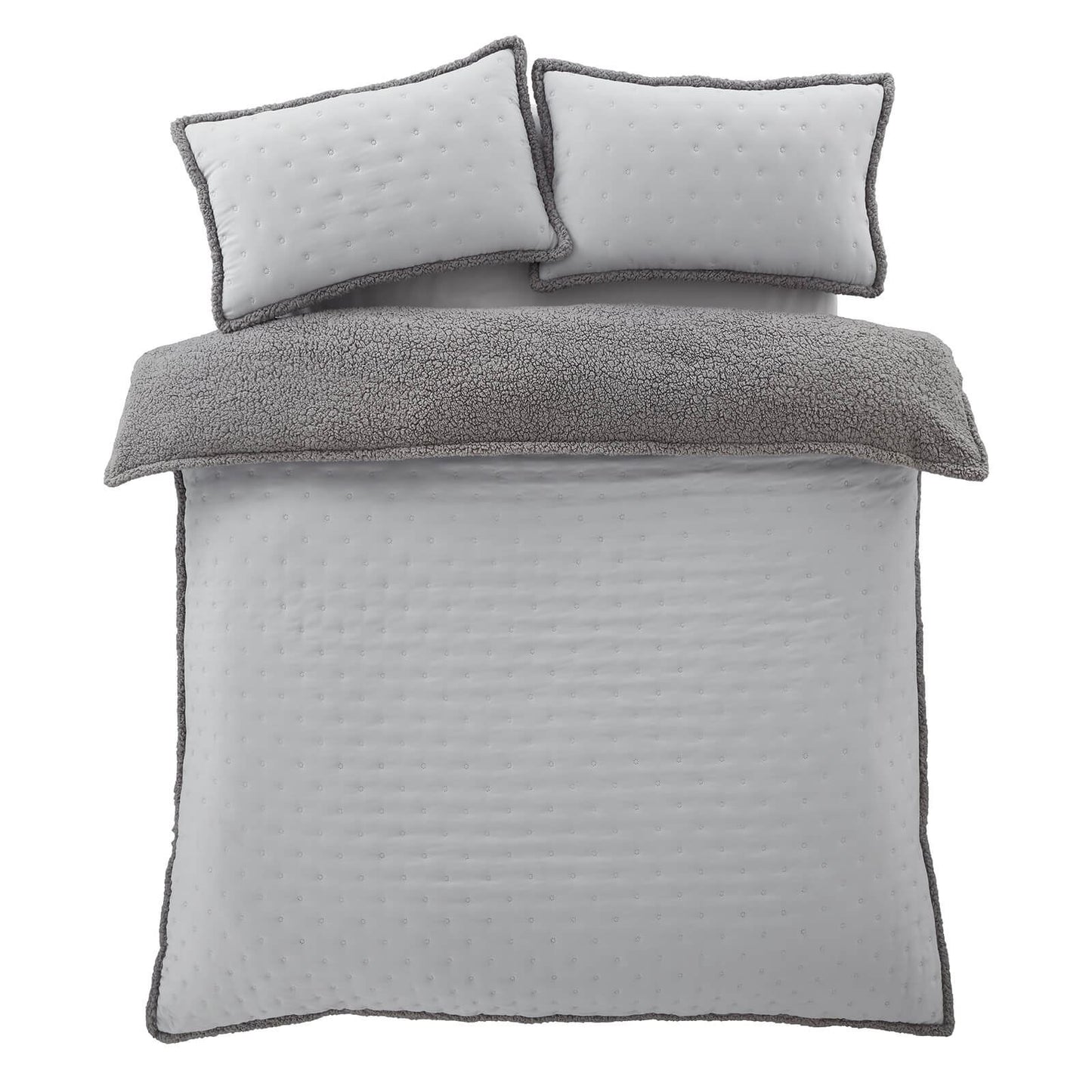 Cosy Nori Sherpa Silver Duvet Cover Set