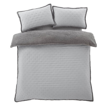 Cosy Nori Sherpa Silver Duvet Cover Set