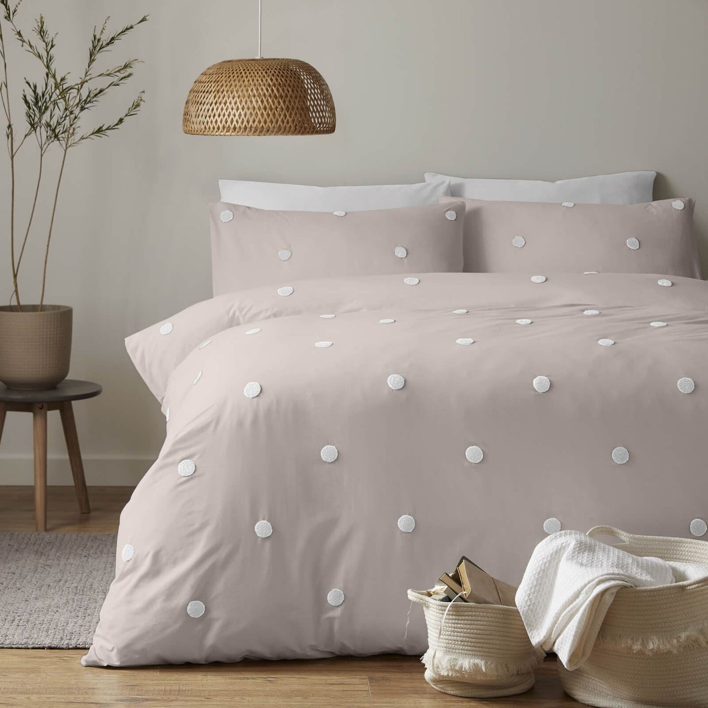 Dot Garden Linen/White Duvet Set