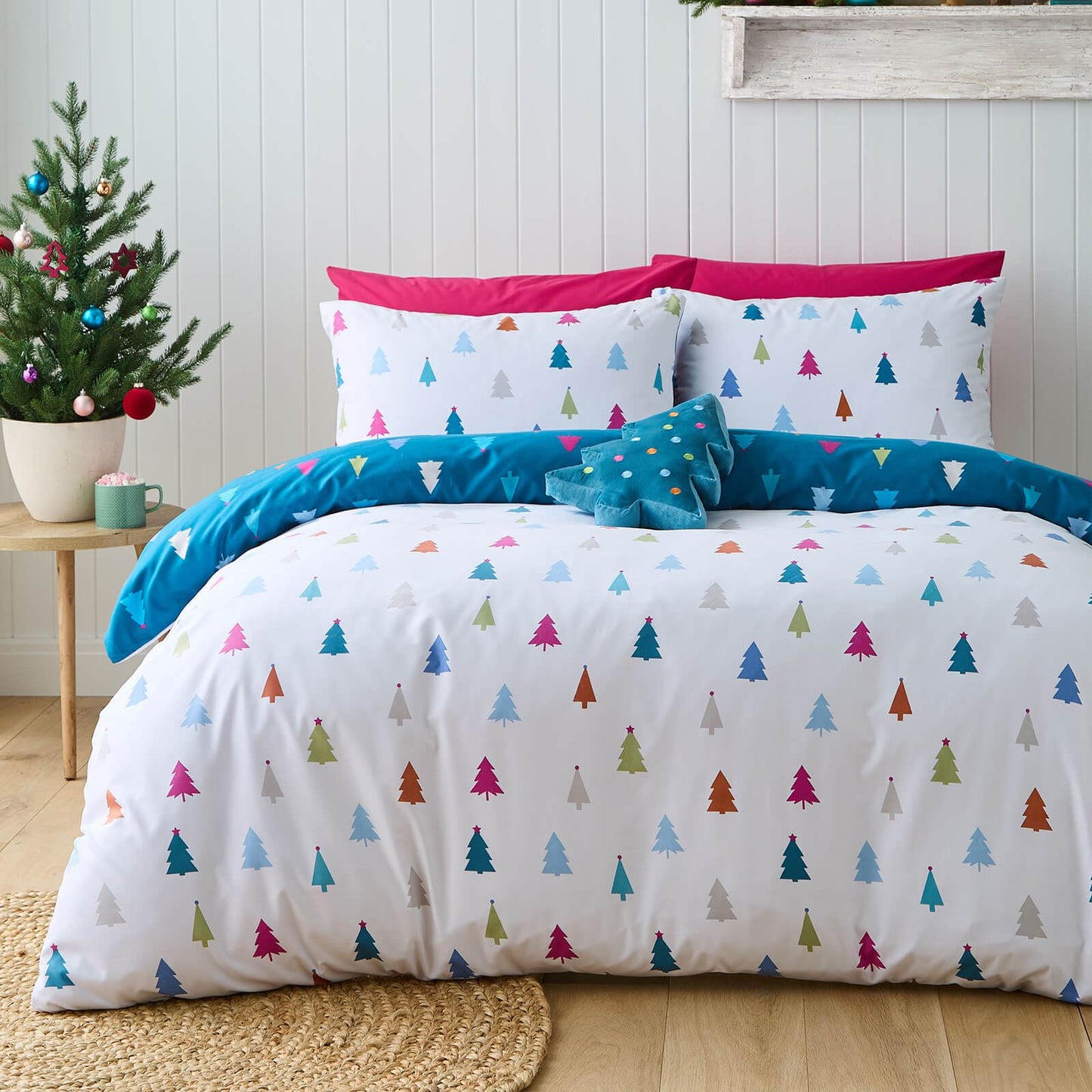 Christmas Tree White Duvet Cover Set