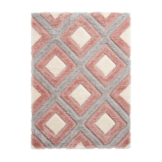 Olympia GR224 Grey/Pink Shaggy Rug