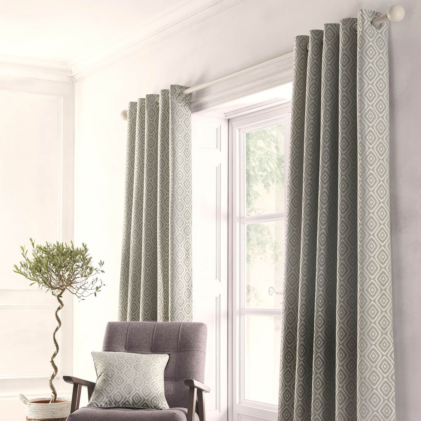 Asha Grey Eyelet Curtains