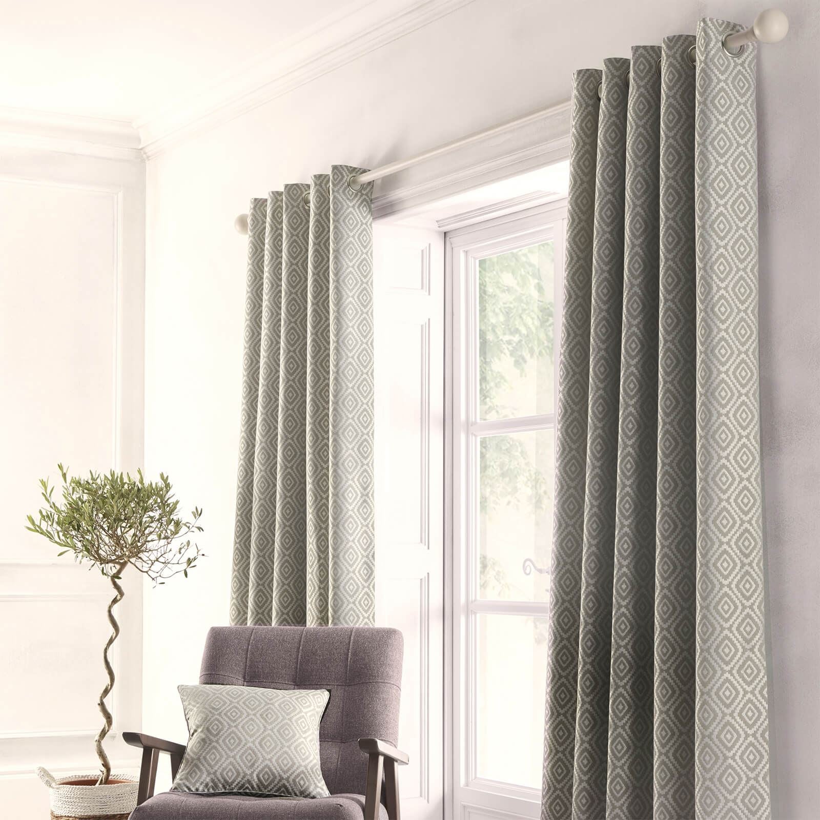 Asha Grey Eyelet Curtains