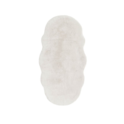 Luxury Faux Fur Ivory Plain Rug