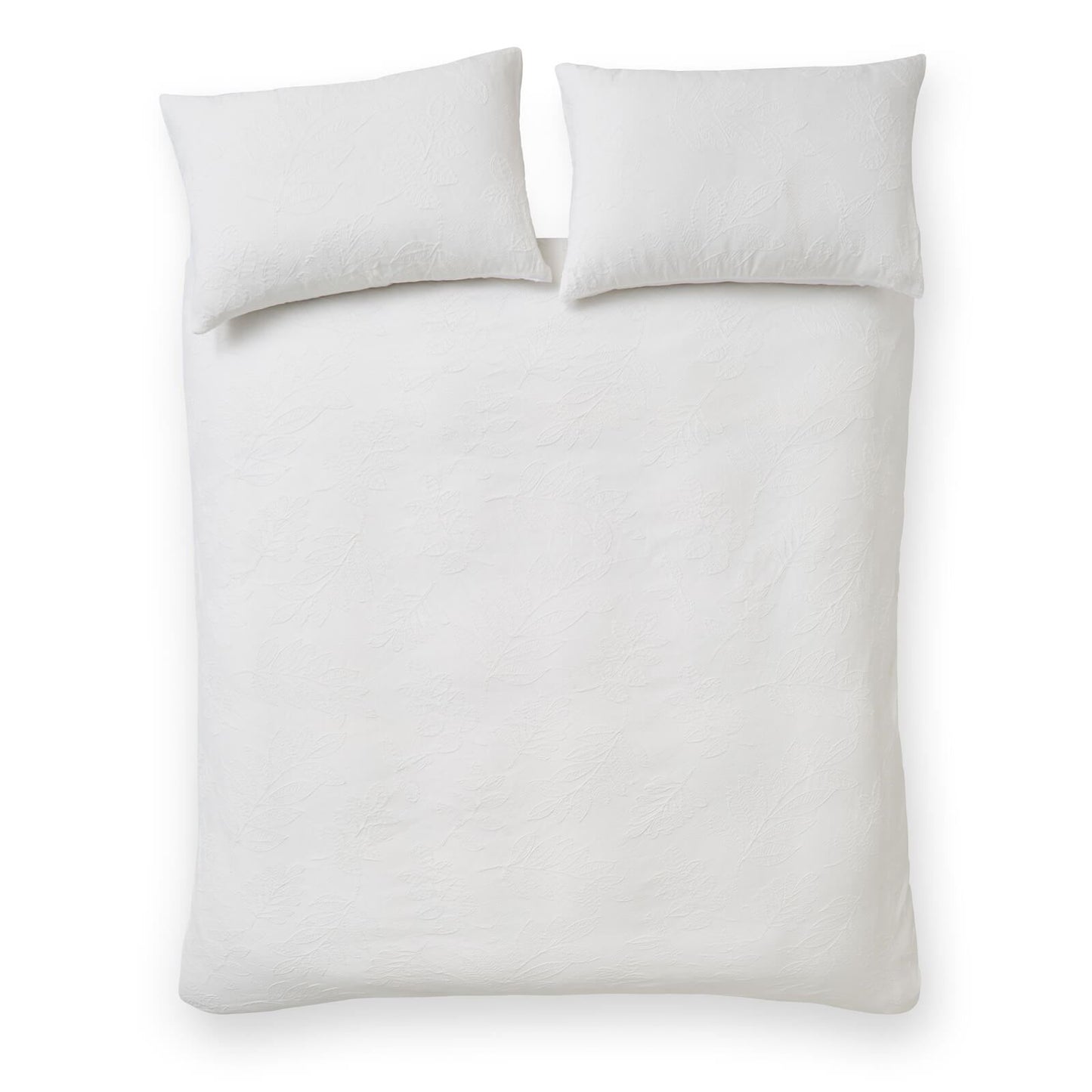Catherine Lansfield Jacquard Leaves Bedding Duvet Cover Set White