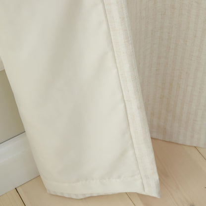 Bianca Fine Linens Chenille Stripe Lined Eyelet Curtains Two Panels Cream