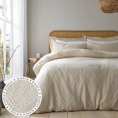 Waffle Cotton Circle Natural Duvet Cover Set