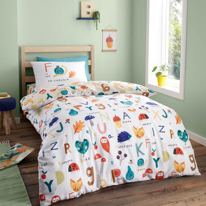 Woodland Alphabet White Duvet Cover Set