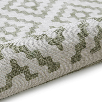 Coral H1058 Green Modern Washable Rug