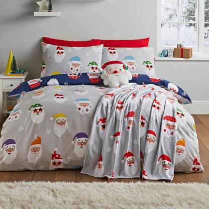 Christmas Santa Spec-Tacular Grey Duvet Cover Set