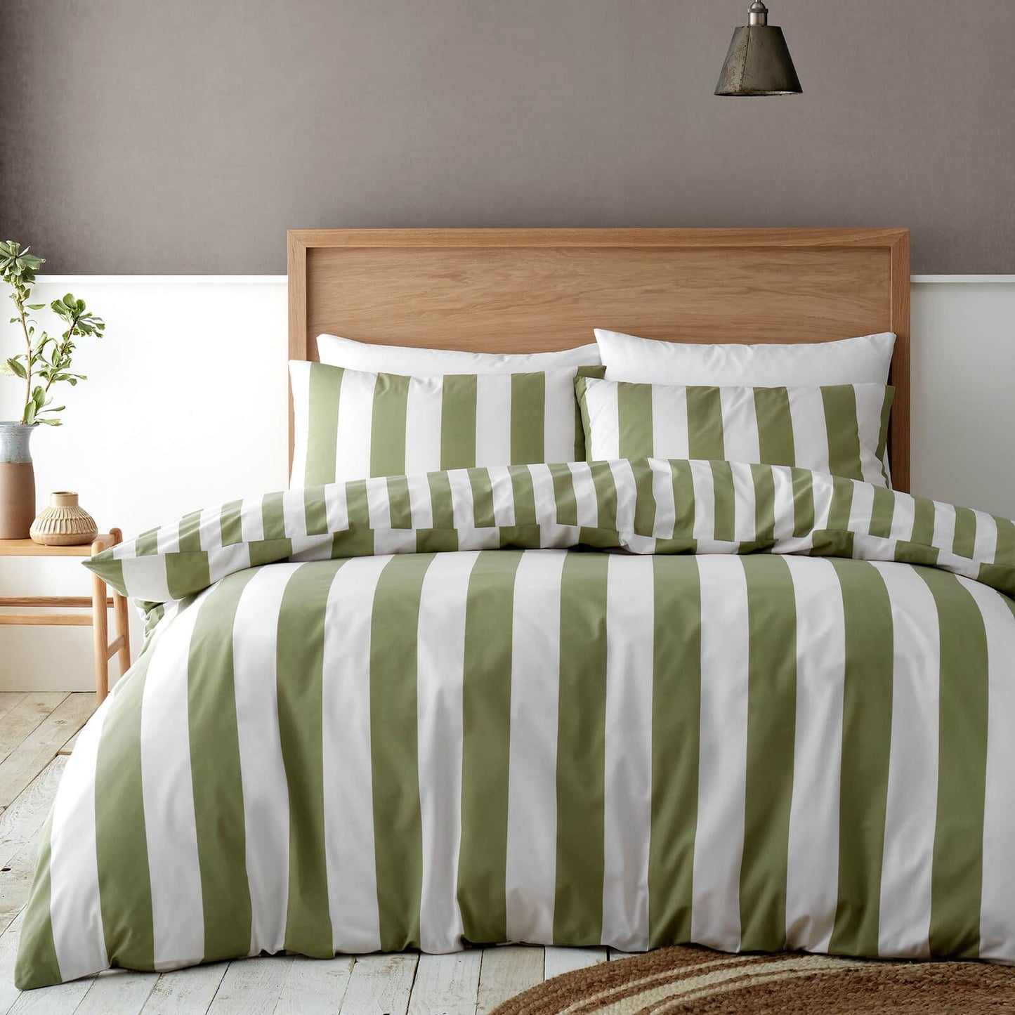 Cove Stripe Green Duvet Cover Set