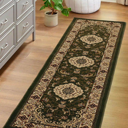 Victoria Traditional Green Classical Rug