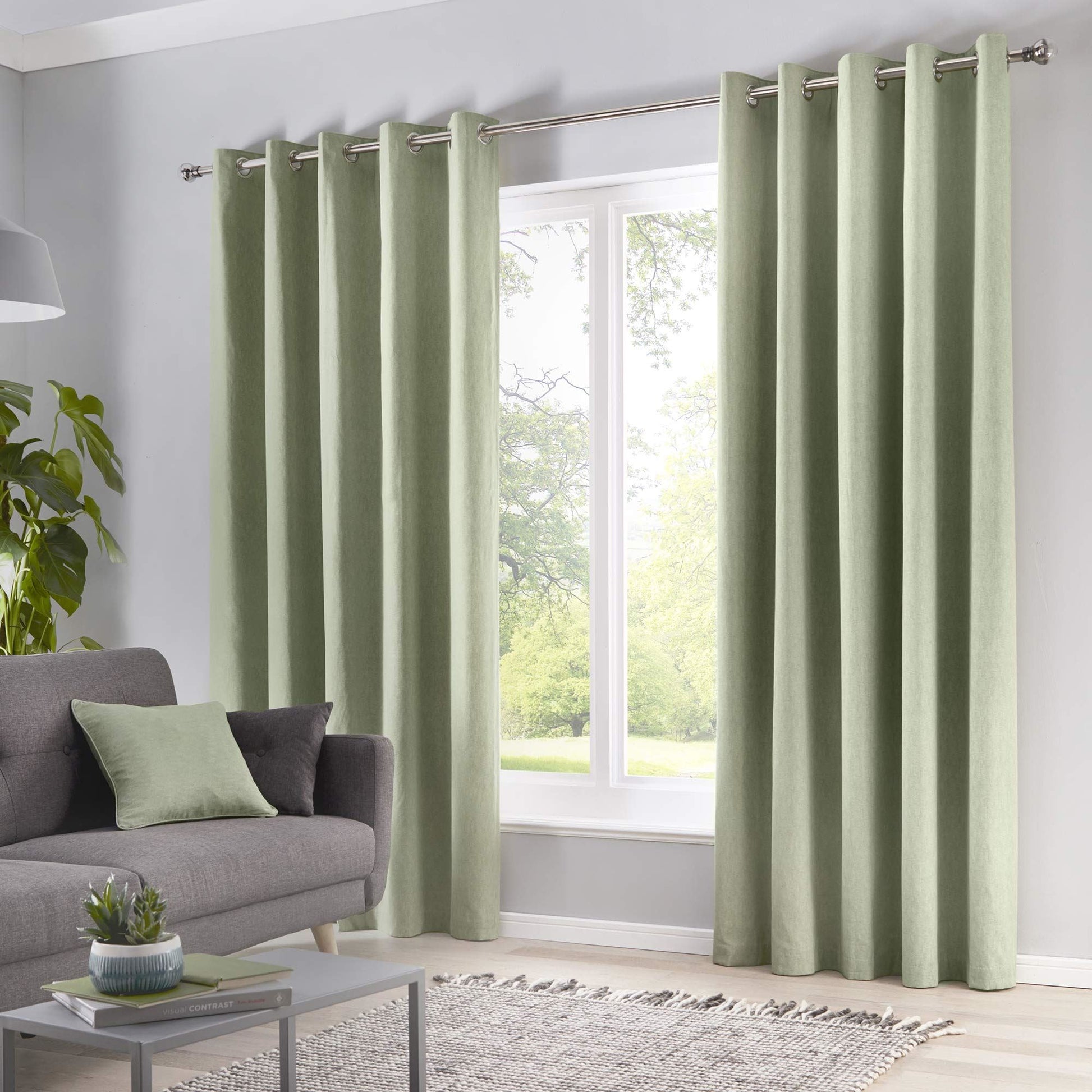 Sorbonne Green Eyelet Curtains