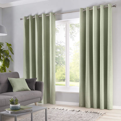 Sorbonne Green Eyelet Curtains