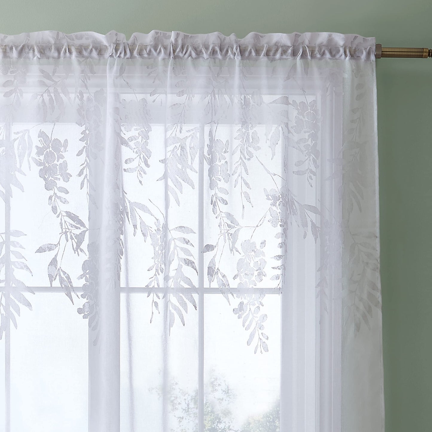 Living Wisteria White Voile Panel