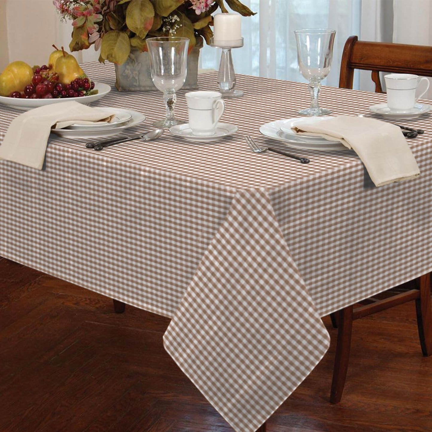 Gingham Beige Tablecloth