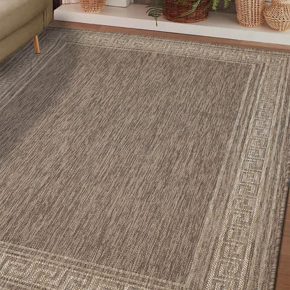 Flatweave Gel Greek Key Latte Rug