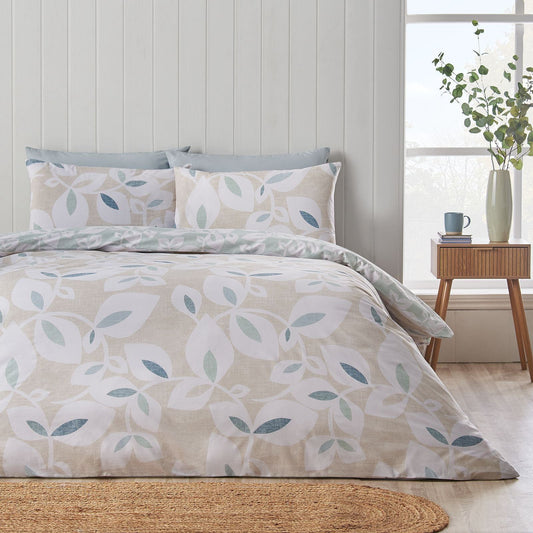 Catherine Lansfield Inga Leaf Natural Duvet Cover Set